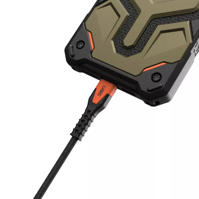 Cabo de carregamento USB-C para USB-C Eaton 1,5 m – núcleo Kevlar, USB 2.0, preto/laranja