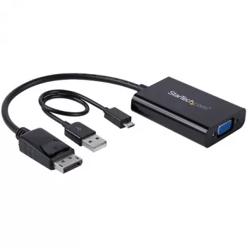 Adaptador StarTech.com DisplayPort para VGA com áudio, 0,184 m, 1920 x 1200 píxeis, 1080p, preto, conversor de vídeo ativo, 0 - 70 °C