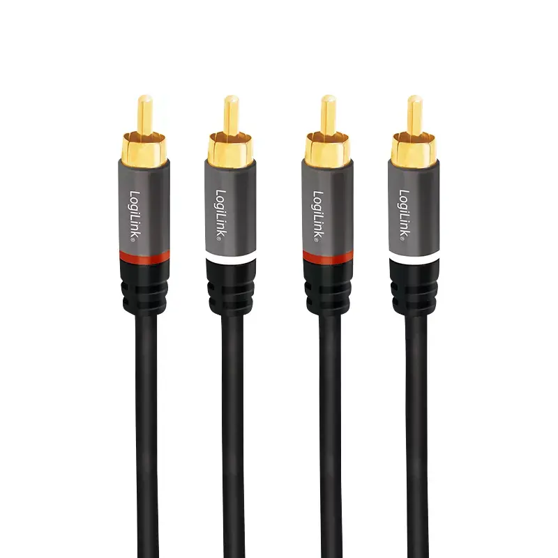 Cabo de áudio LogiLink CA1201 0,5 m 2 x RCA preto