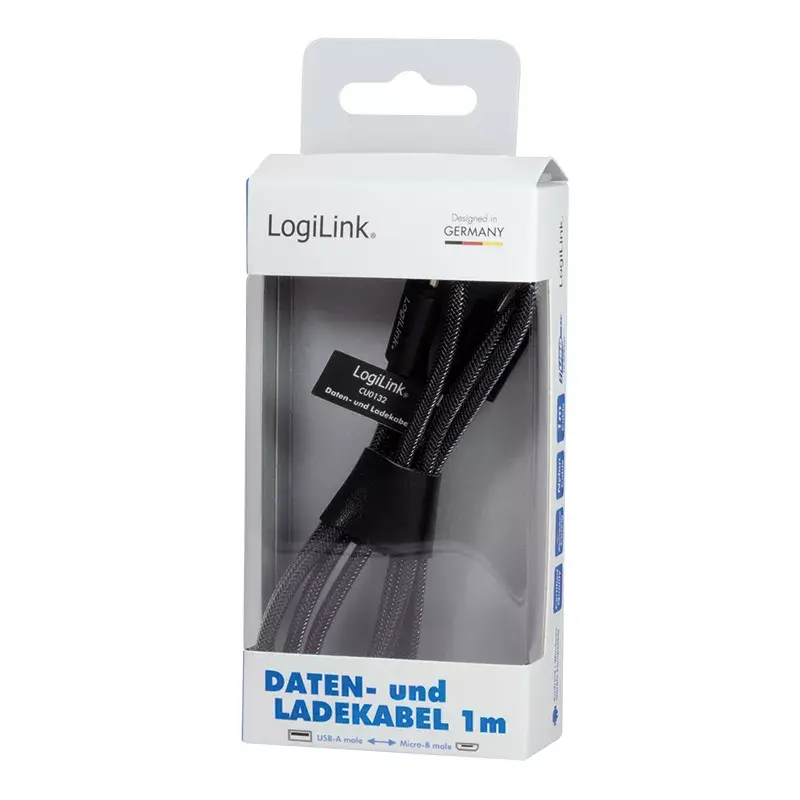 Cabo USB LogiLink CU0132 1 m USB A Micro-USB A cinzento