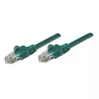 Cabo de rede patch Intellinet, Cat5e, 0,5 m, verde, CCA, U/UTP, PVC, RJ45, contactos banhados a ouro, proteção anti-dobra, bainha anti-dobra, garantia vitalícia