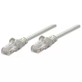 Cabo de rede patch Intellinet, Cat5e, 15 m, cinzento, CCA, U/UTP, PVC, RJ45, contactos banhados a ouro, sem patilha, com proteção anti-dobra, garantia vitalícia