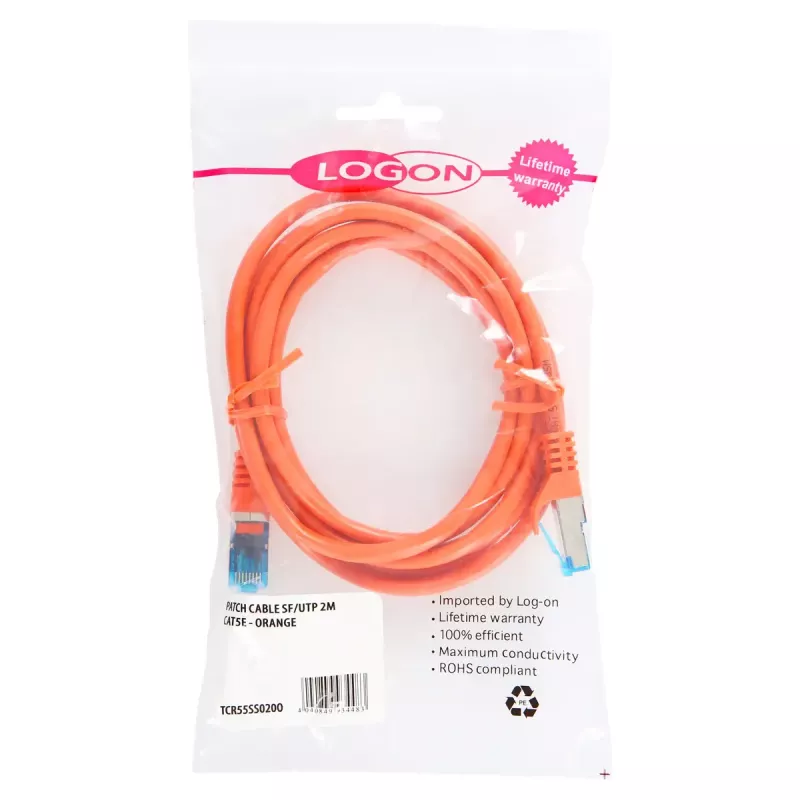 Cabo de rede LOGON TCR55SS050O Cat5e SF/UTP (S-FTP) 5 m laranja RJ-45–RJ-45