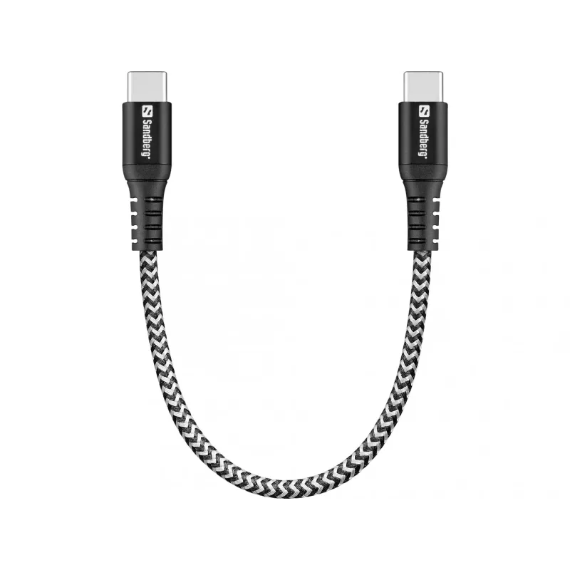 Cabo USB-C Sandberg Survivor 0,2 m 100 W preto branco