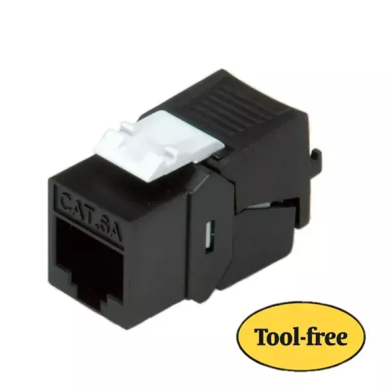 Keystone Jack ROLINE Cat. 6a RJ-45 não blindado sem ferramentas schlank preto