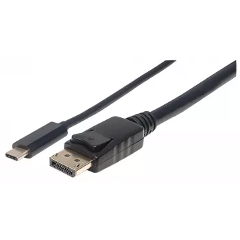 Cabo USB-C para DisplayPort Manhattan, 4K@60Hz, 1 m, macho para macho, preto, não bidirecional, três anos de garantia, compatível com CDP2DP1MBD