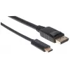 Cabo USB-C para DisplayPort Manhattan, 4K@60Hz, 1 m, macho para macho, preto, não bidirecional, três anos de garantia, compatível com CDP2DP1MBD