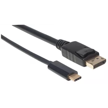 Cabo USB-C para DisplayPort Manhattan, 4K@60Hz, 1 m, macho para macho, preto, não bidirecional, três anos de garantia, compatível com CDP2DP1MBD