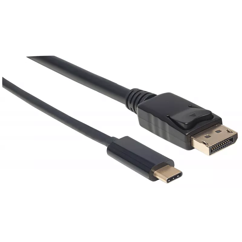 Cabo USB-C para DisplayPort Manhattan, 4K@60Hz, 1 m, macho para macho, preto, não bidirecional, três anos de garantia, compatível com CDP2DP1MBD