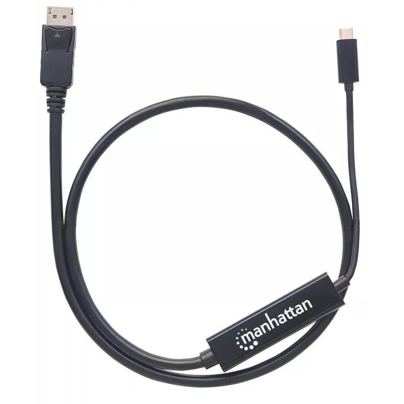Cabo USB-C para DisplayPort Manhattan, 4K@60Hz, 1 m, macho para macho, preto, não bidirecional, três anos de garantia, compatível com CDP2DP1MBD