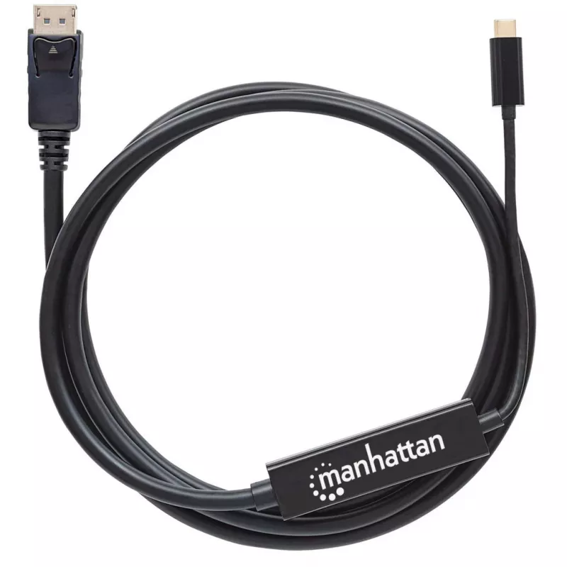 Cabo USB-C para DisplayPort Manhattan, 4K@60Hz, 2 m, macho para macho, preto, não bidirecional, três anos de garantia, comparável com CDP2DP2MBD