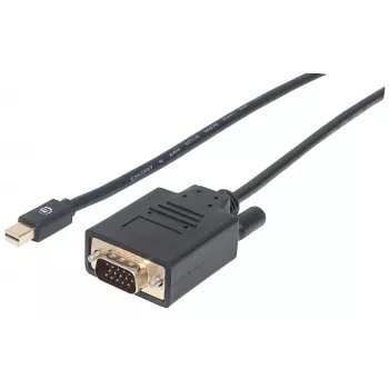Cabo Mini DisplayPort 1.2a para VGA Manhattan, 1080@60Hz, ativo, 1,8 m, macho para macho, preto, saco de plástico