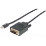 Cabo Mini DisplayPort 1.2a para VGA Manhattan, 1080@60Hz, ativo, 1,8 m, macho para macho, preto, saco de plástico