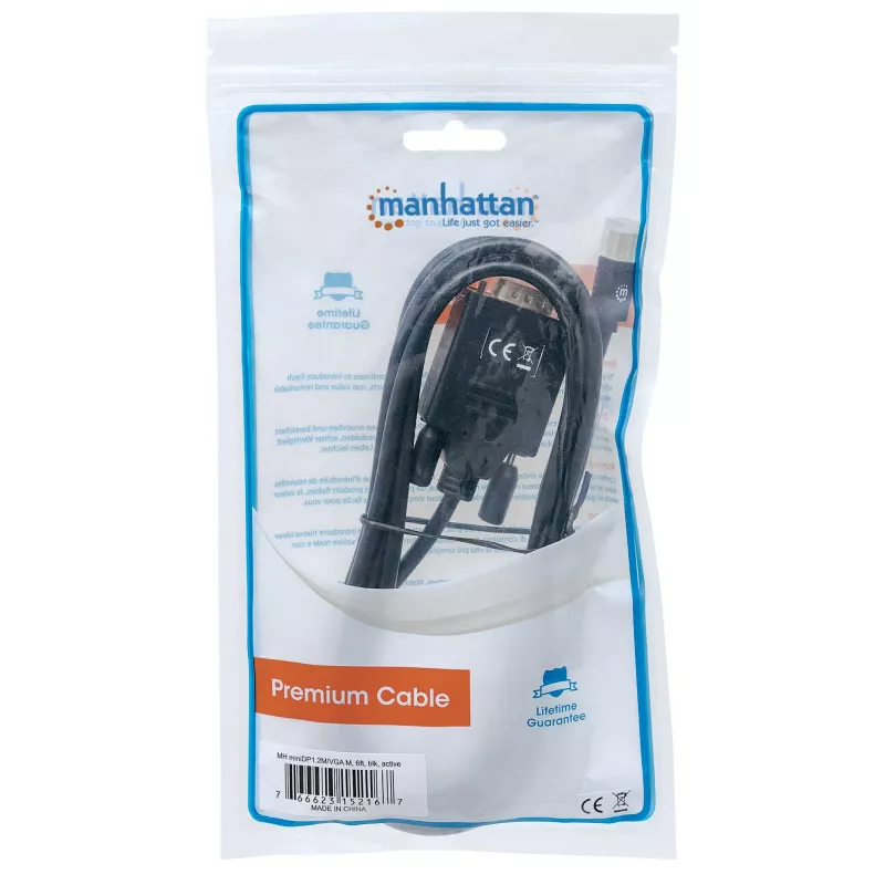 Manhattan 152167 conversor de vídeo de Mini DisplayPort para VGA, preto