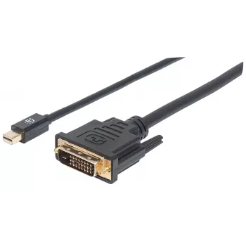 Cabo Mini DisplayPort 1.2a para DVI-D 24+1 Manhattan, 1080p@60Hz, 1,8 m, macho para macho, compatível com DVD-D, preto, garantia vitalícia