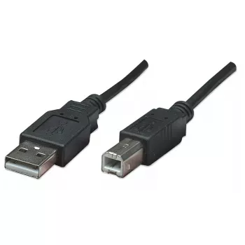 Cabo USB-A para USB-B Manhattan, 0,5 m, macho para macho, 480 Mbit/s (USB 2.0), Hi-Speed USB, preto, garantia vitalícia, compatível com USB2HAB50CM