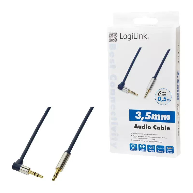 Cabo de áudio LogiLink 3,5mm - 3,5mm 0,5m azul