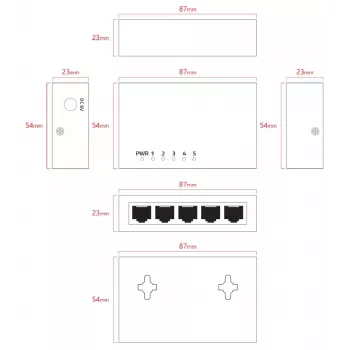 Switch Ethernet Gigabit de 5 portas não gerido Lanview LVN-DESK-5PORT-1G