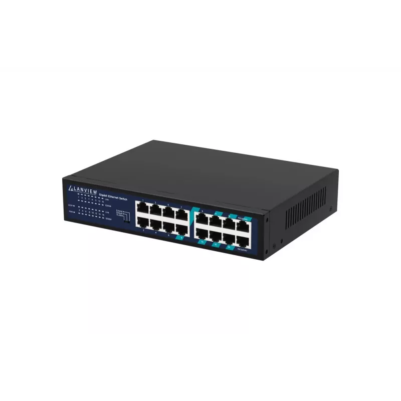 Switch não gerido Lanview LVN-1U-16PORT-1G Ethernet de 16 portas 1 Gbit/s, montagem em rack 1U