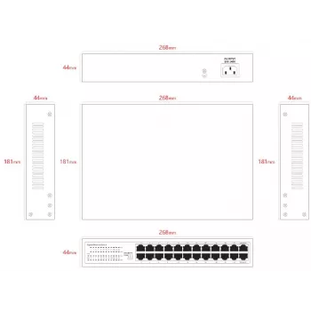 Switch não gerido Lanview LVN-1U-24PORT-1G — rackmount Full Gigabit de 24 portas