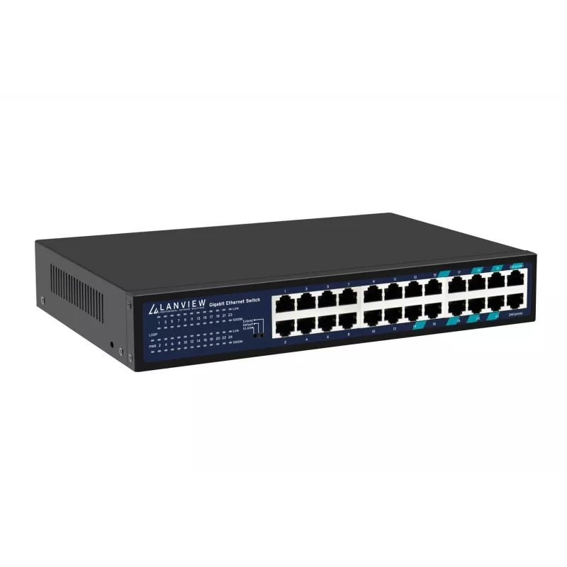 Switch não gerido Lanview LVN-1U-24PORT-1G — rackmount Full Gigabit de 24 portas