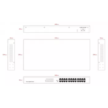 Switch não gerido Lanview LVN-1UMOUNT-24PORT-1G switch Gigabit Ethernet de 24 portas, instalação 1U