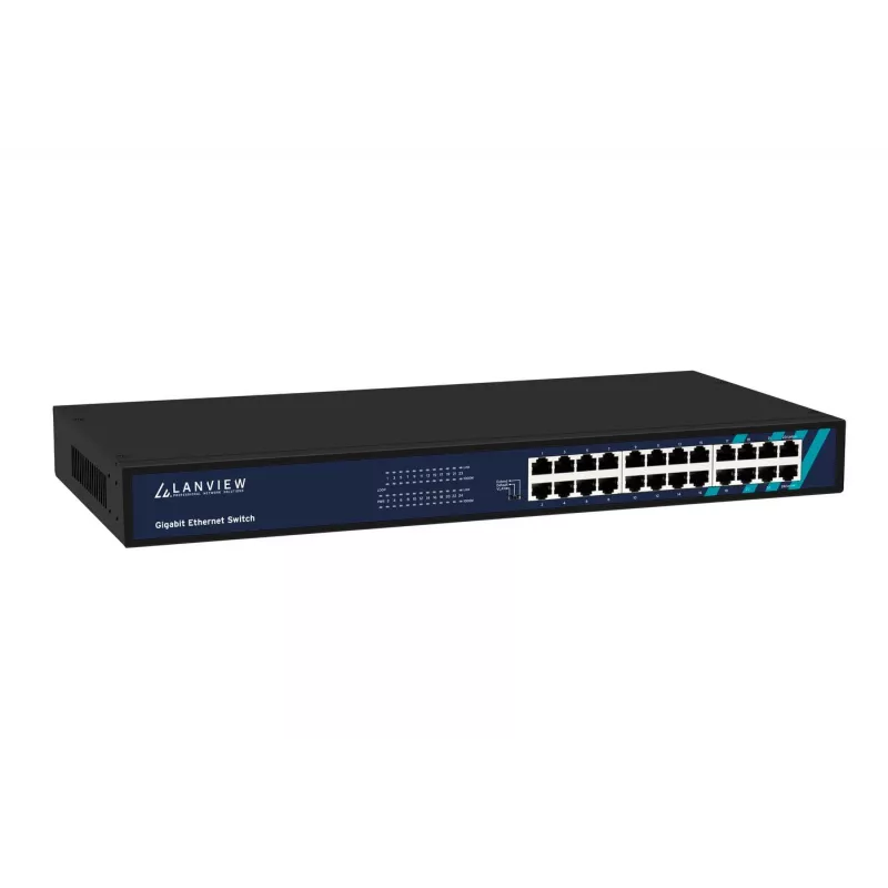 Switch não gerido Lanview LVN-1UMOUNT-24PORT-1G switch Gigabit Ethernet de 24 portas, instalação 1U