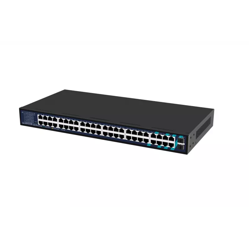 Switch não gerido Lanview LVN-1UMOUNT-48PORT-2SFP-1G — 48x portas RJ45 1G, 2x uplinks SFP