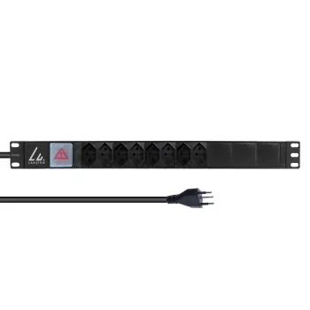 Régua de tomadas para rack 19 polegadas Lanview 1U 10A, 8x suíço T13 (LVR-2MCH-SW-CH8)