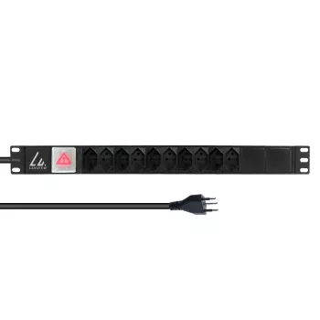 Régua de tomadas para rack 19 polegadas Lanview 1U 10A, 10x suíço T13 (LVR-2MCH-SW-CH10)