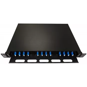 Painel de patch de fibra ótica ODF deslizante Lanview LVO-101015, 1U, 24 fibras, LC, SM OS2