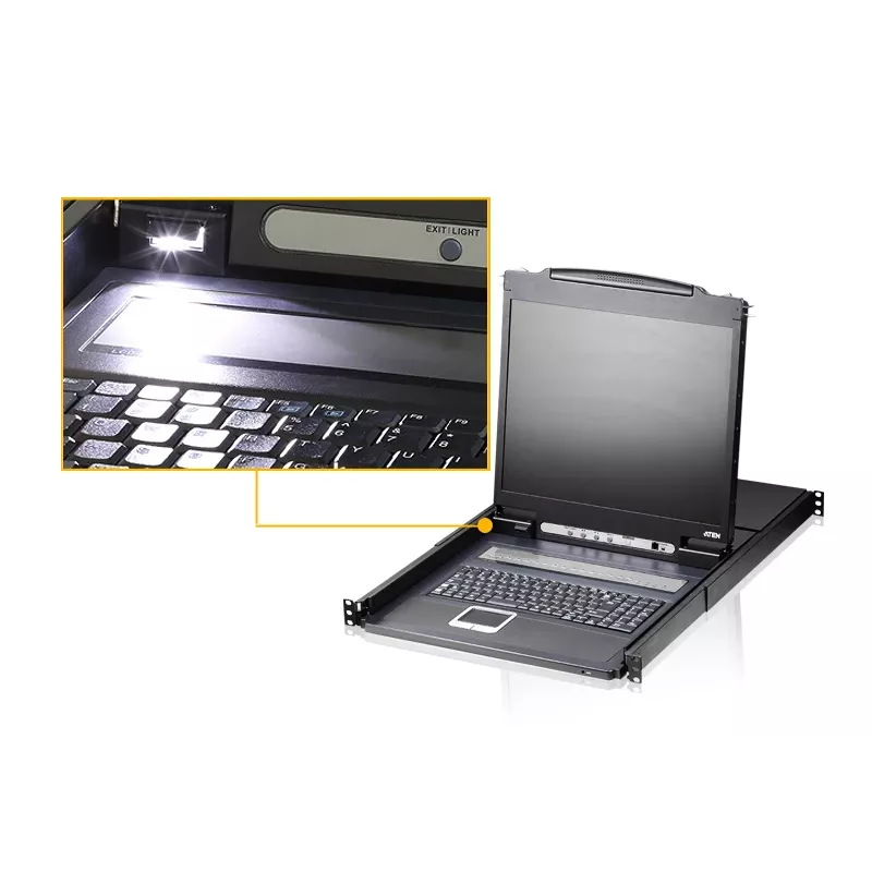 Comutador KVM ATEN CL1308N montagem em rack preto PS/2 USB VGA 1U