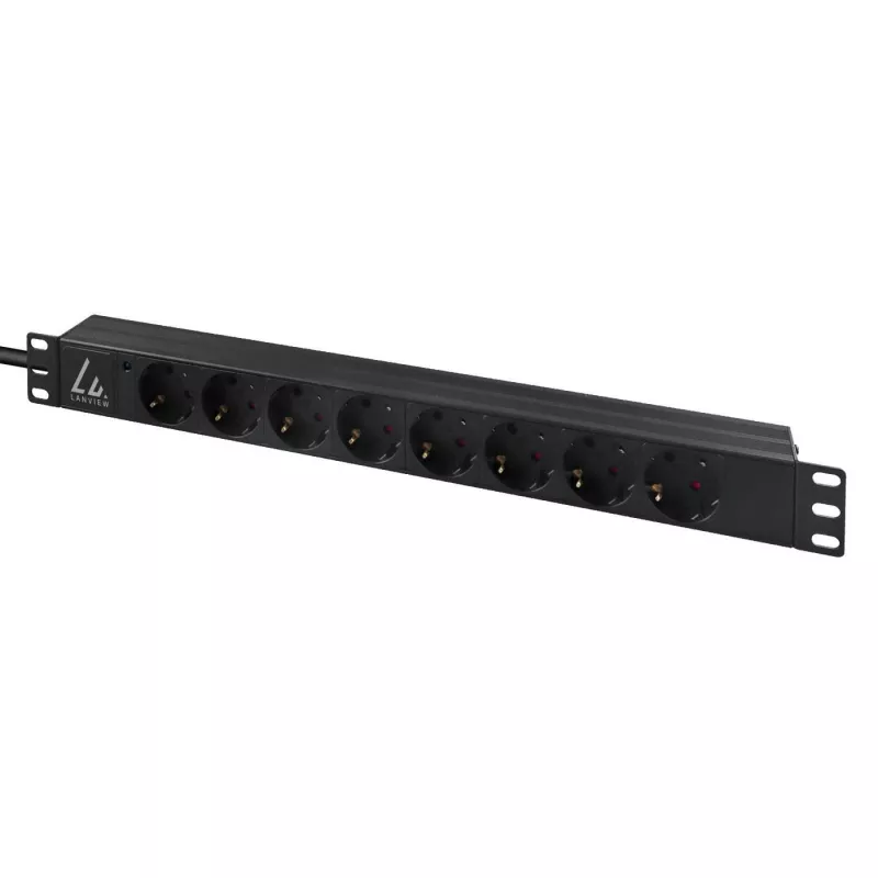 Unidade de distribuição de energia (PDU) Lanview LVR-3MIEC-LIC-SCH8 8 saídas AC 1U preto