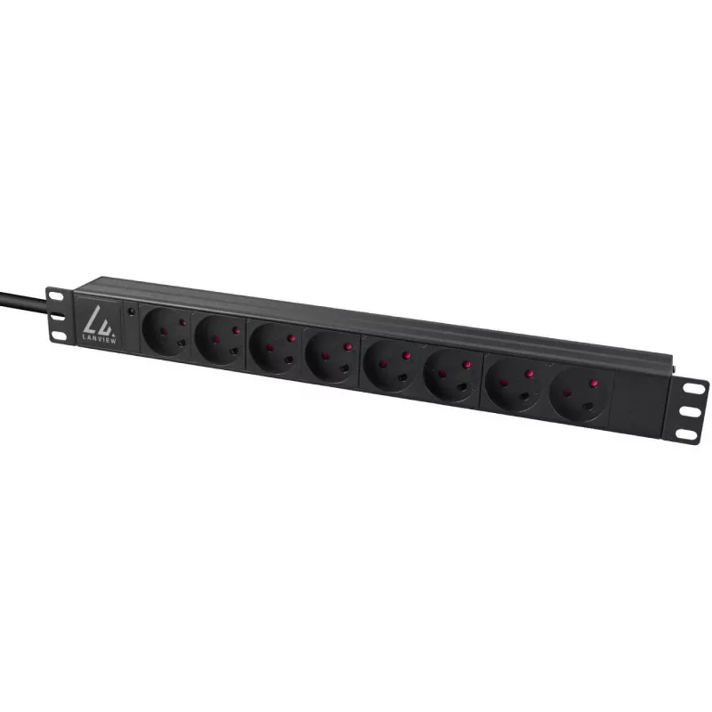 Unidade de distribuição de energia (PDU) Lanview LVR-2MDK-LIC-DK8 8 saídas AC 1U preto