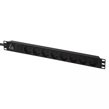 Régua de tomadas para montagem em rack 19 polegadas Lanview LVR-2MDK-SPD-DK8, 8x tomadas dinamarquesas