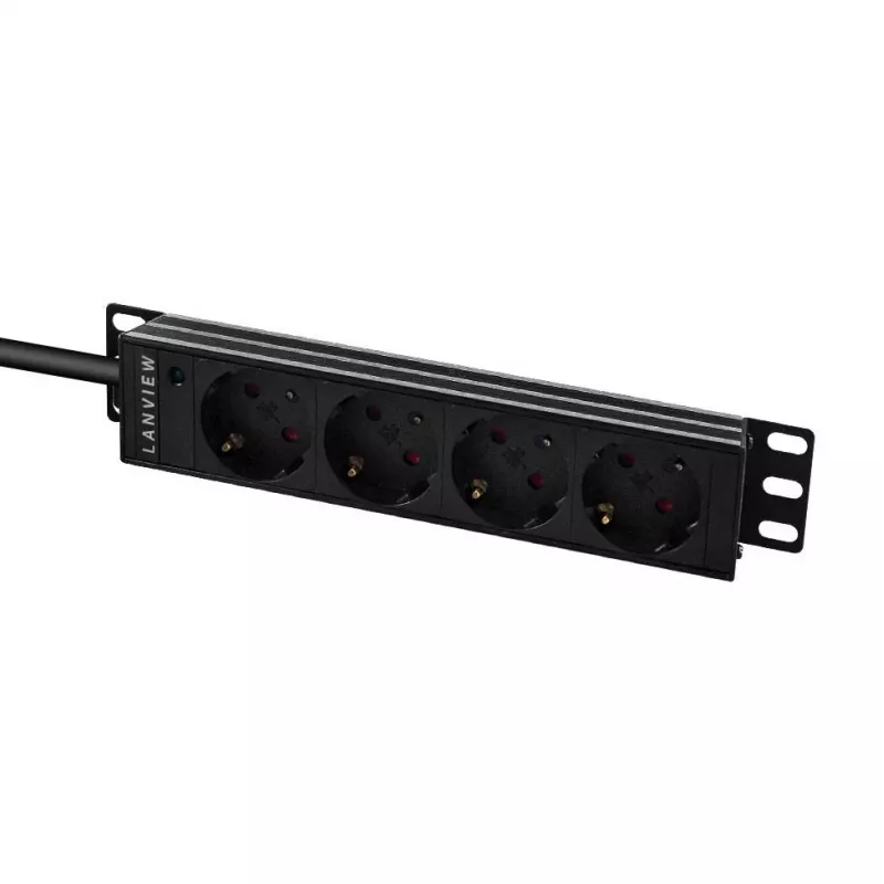 Lanview LVR-2MSCH-LIC-SCH4 régua de tomadas de 10 polegadas com 4 tomadas Schuko