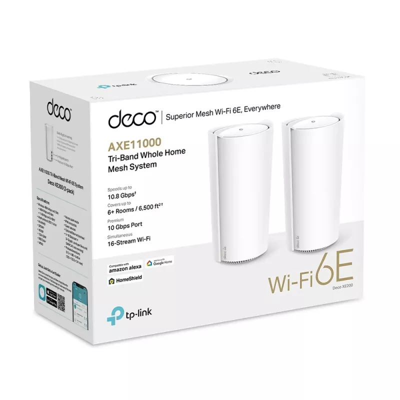 TP-Link AXE11000 Whole Home Mesh Wi-Fi 6E System, branco, interno, sistema Mesh, 600 m², tri-band (2,4 GHz / 5 GHz / 6 GHz), Wi-Fi 6E (802.11ax)