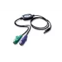 Adaptador PS/2 para USB ATEN, 0,9 m, 2x Mini-DIN 6 pinos, USB A, ficha, conector fêmea, preto