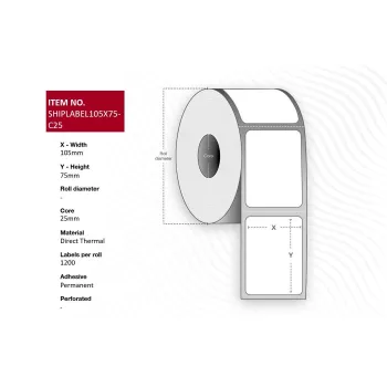 Etiqueta para impressora Capture SHIPLABEL105X75-C25 105x75mm