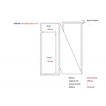 Etiqueta para impressora Capture SHIPLABEL105X251-FF2