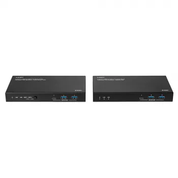 Transmissor e recetor de rede Lindy 100m Cat.6A 2 Host USB 3.2 Gen 1 e HDMI 4K60