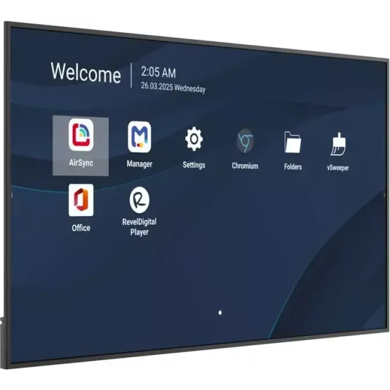 Ecrã LCD comercial 4K de 86 polegadas VIEWSONIC CDE8614-2C, 3840x2160, 500 cd/m², Android 14, Wi‑Fi, 24/7