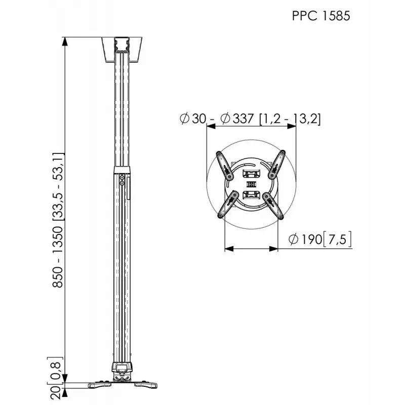 Suporte de teto para projetor Vogel's PPC 1585 prateado