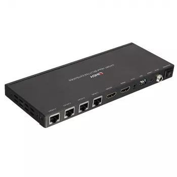 Transmissor e Recetor Lindy 70m Cat.6 4 Portas HDMI 4K30 e IR Splitter Extensor com Loop Out
