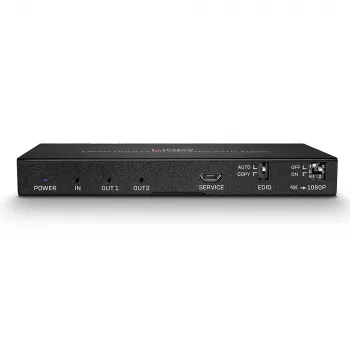 Divisor HDMI Lindy 2 portas HDMI 18G com áudio e downscaling