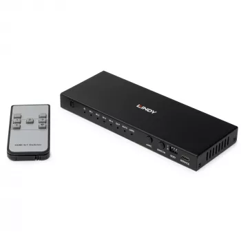 Comutador HDMI Lindy 4 portas 8K60 com eARC HDMI USB A USB C