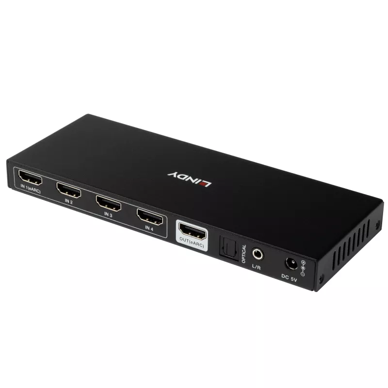 Comutador HDMI Lindy 4 portas 8K60 com eARC HDMI USB A USB C