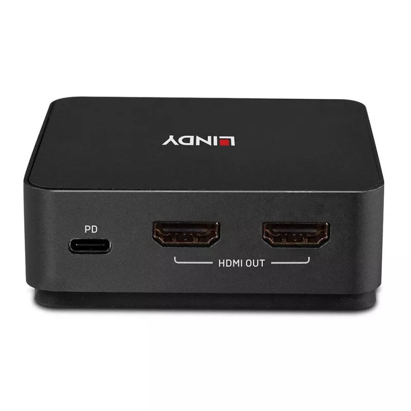 Comutador KVM Lindy 2 portas Type-C, HDMI duplo 4K60