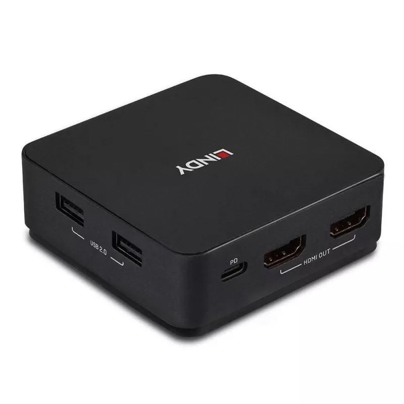Comutador KVM Lindy 2 portas Type-C, HDMI duplo 4K60