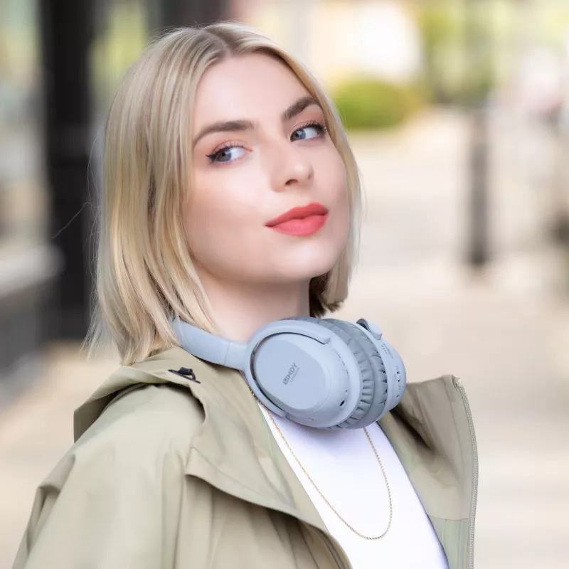 Lindy LH500XW Headset com fios e sem fios arco de cabeça chamadas/música Micro-USB Bluetooth cinzento